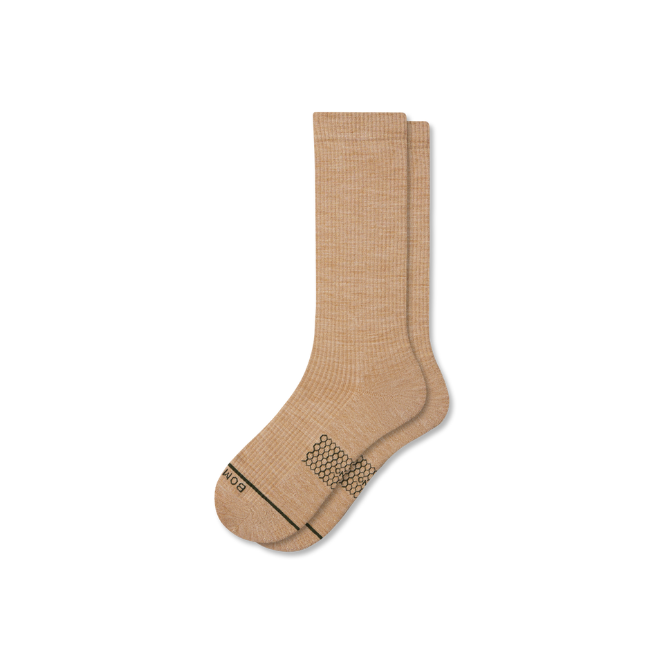 Merino Modern Rib Calf Socks - toasted coconut L [10115]