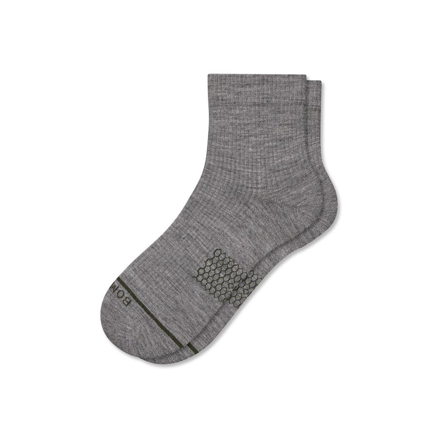 Men's Merino Wool Blend Modern Rib Quarter Socks - Weekend Lounge Step