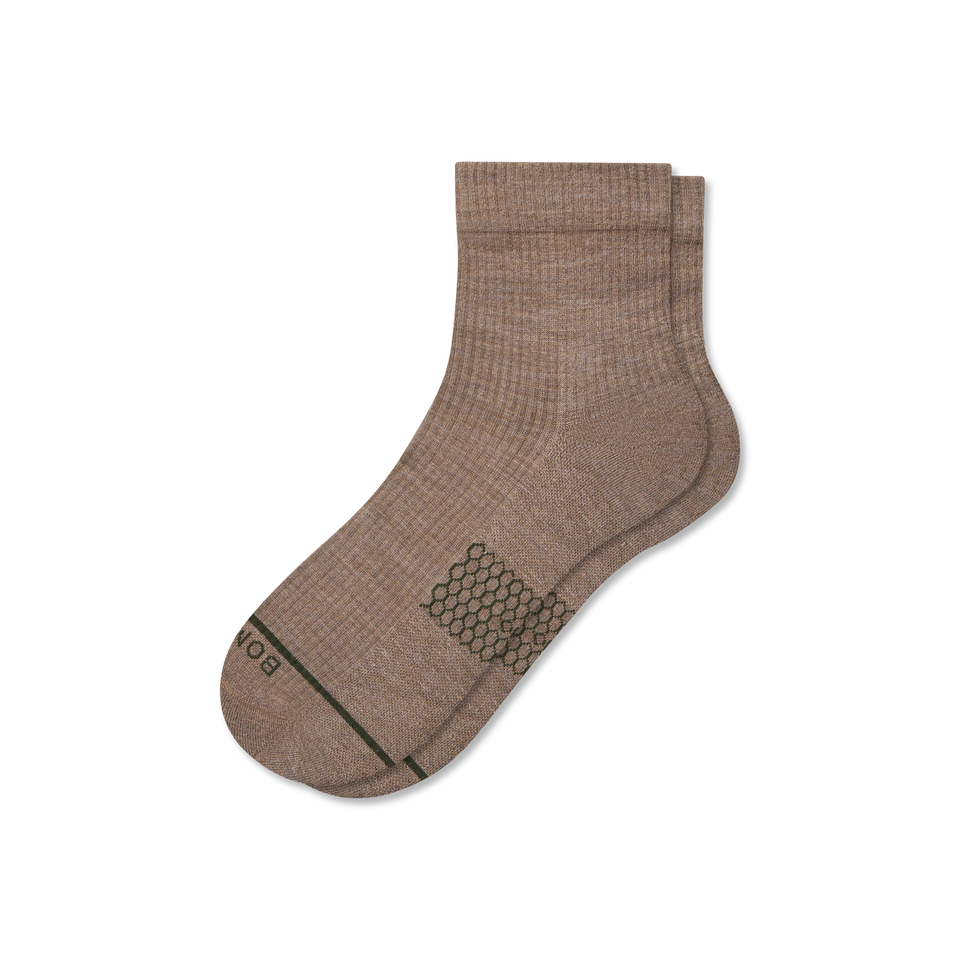 Merino Modern Rib Quarter Socks - warm taupe L [10117]