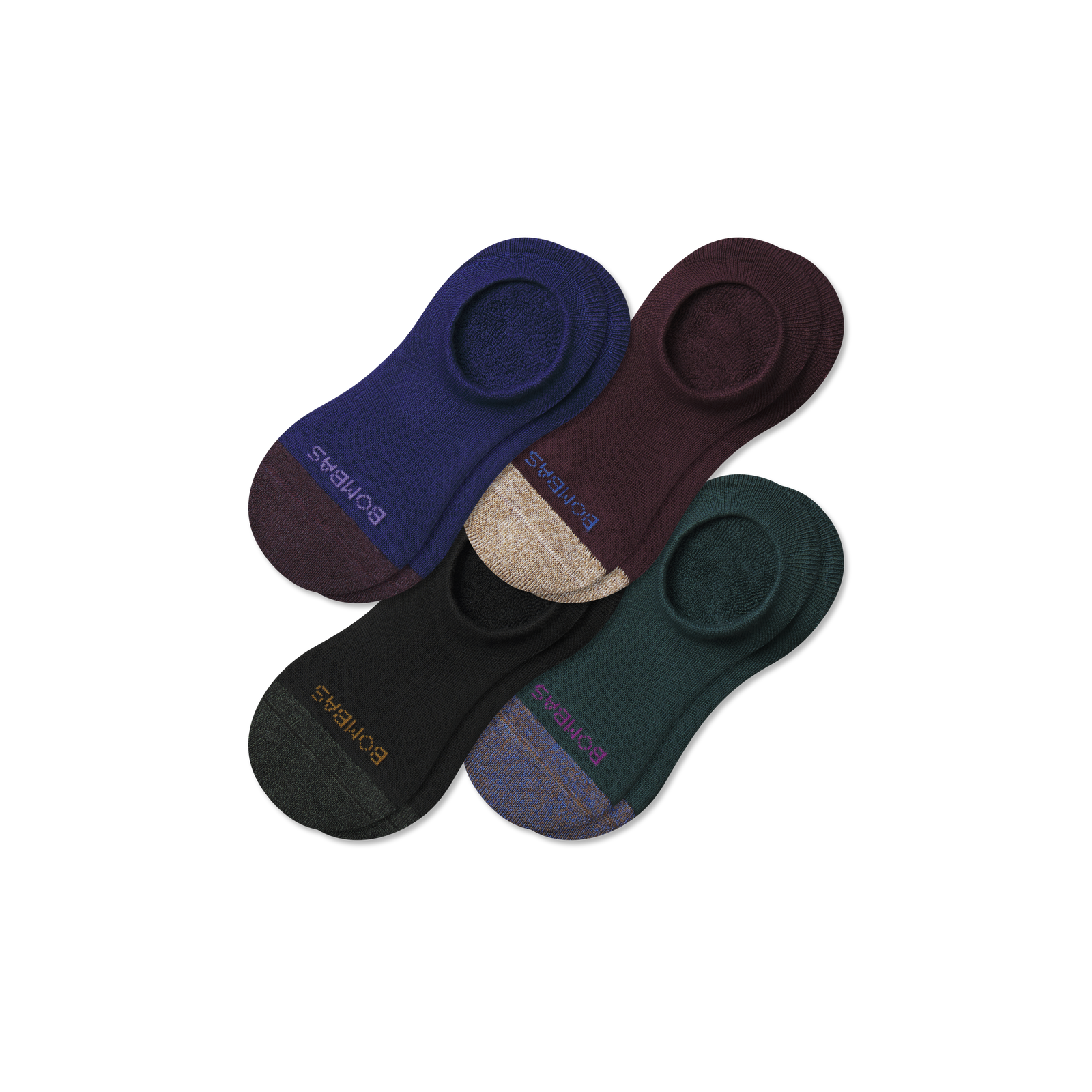 Cushioned No Show Sock 4-Pack - black pine mix L [10172]
