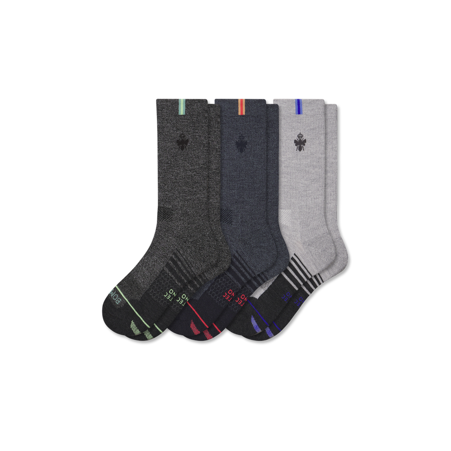 Women's Merino Wool Blend Run Calf Sock 3-Pack - Cushion Lounge Comfort
