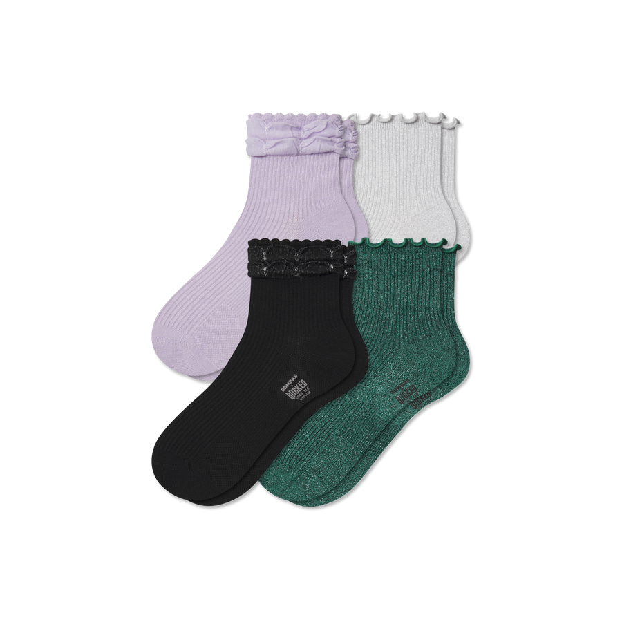 Wicked x Bombas Ruffle Quarter Sock 4-Pack - Daily Weekend Comfort