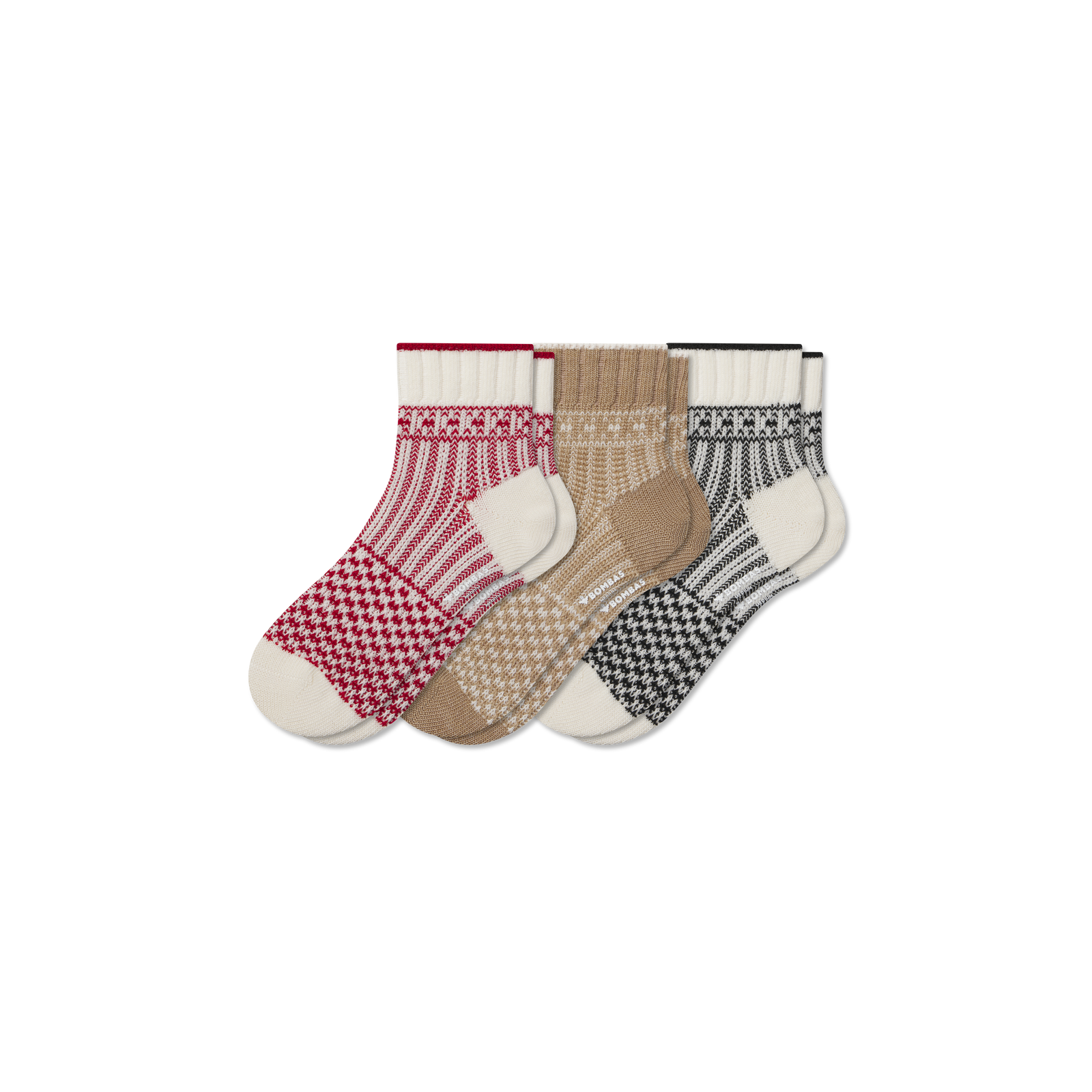Women's Merino Wool Blend Sweater Quarter Sock 3-Pack - ivory mix L [10220]