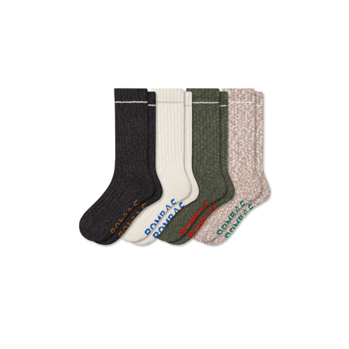 Men's Chunky Ragg Calf Sock 4-Pack - cocoa ivory mix L [10241]