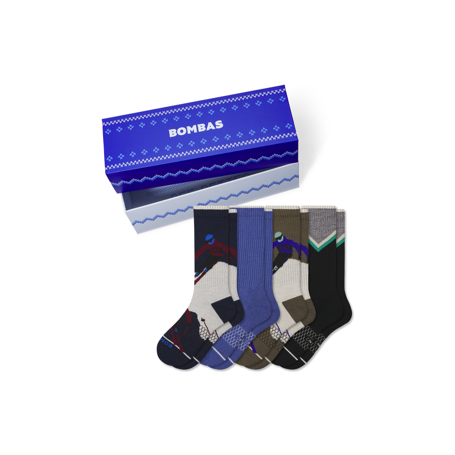 Men's Merino Wool Blend Calf Sock 4-Pack Gift Box - Carry Packing Setup
