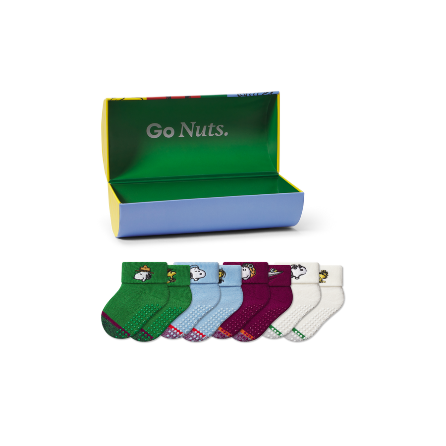 Peanuts x Bombas: Baby Gripper Calf Sock 4-Pack Gift Box (6-12 Months) - Daily Packing Wrap