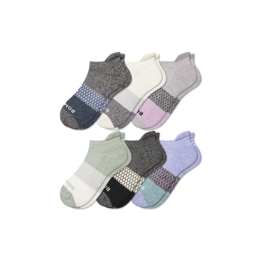 Youth Tri-Block Ankle Sock 6-Pack - Easy Low Cut Cushion