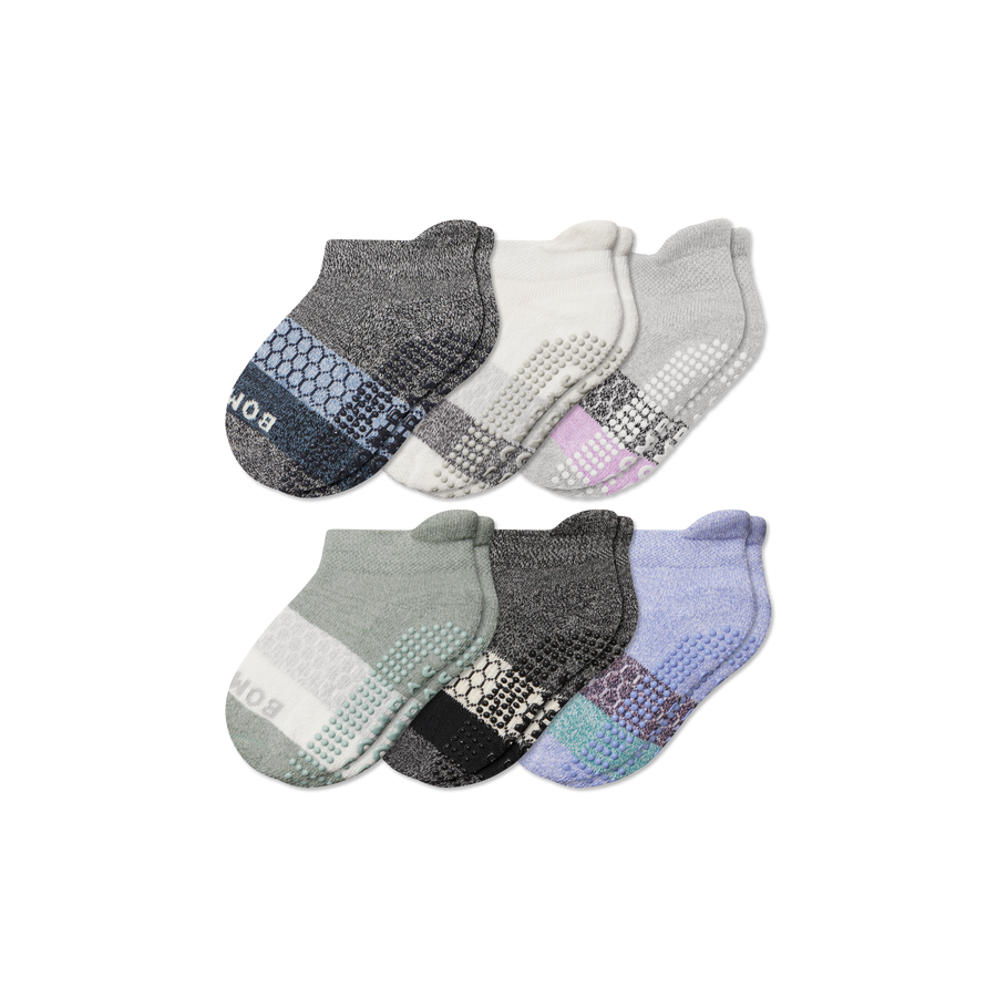 Toddler Tri-Block Gripper Ankle Sock 6-Pack - Smooth Shift Step