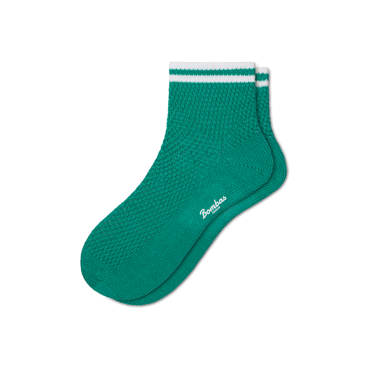 Open Knit Quarter Socks - Kelly Green L [10427]