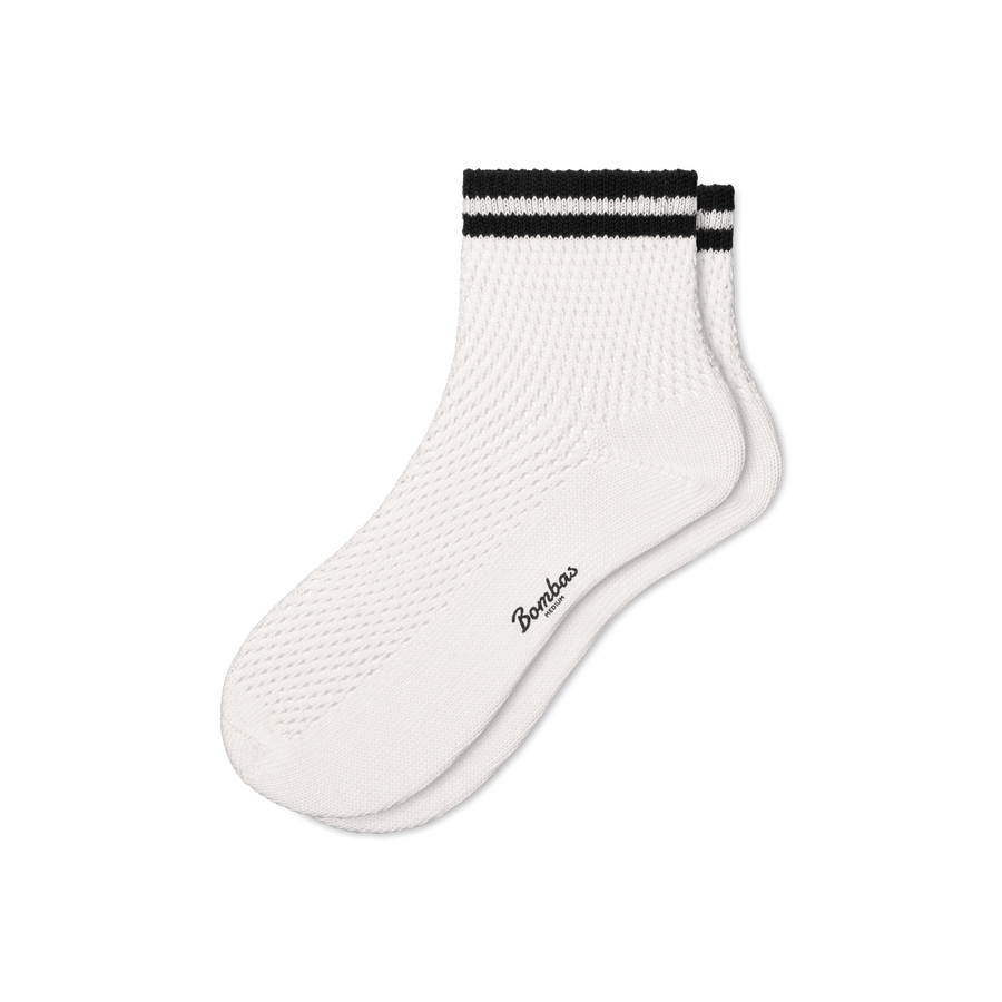 Women's Vintage Stripes Open Knit Quarter Socks - Outdoor Court Fit