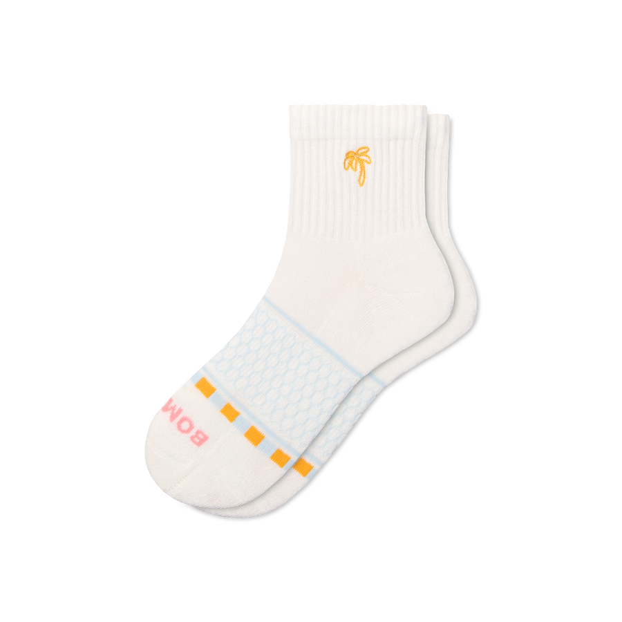 Women's Beach Day Embroidered Quarter Socks - Soft School Step