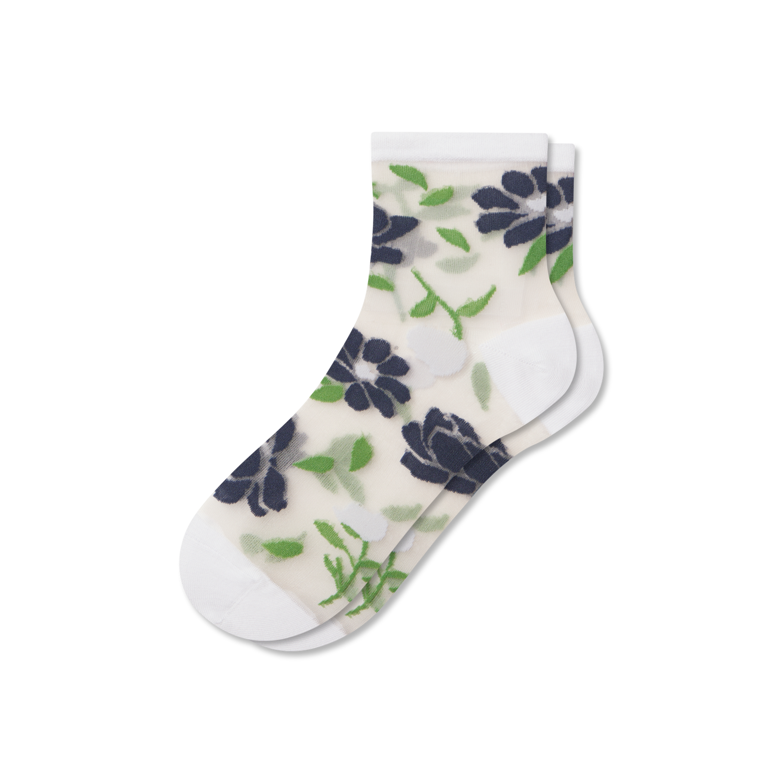 Women's Sheer Garden Party Quarter Socks - white L [10512]