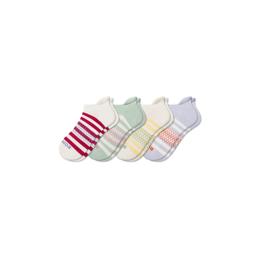 Youth Stripes Ankle Sock 4-Pack - Easy No Show Cushion