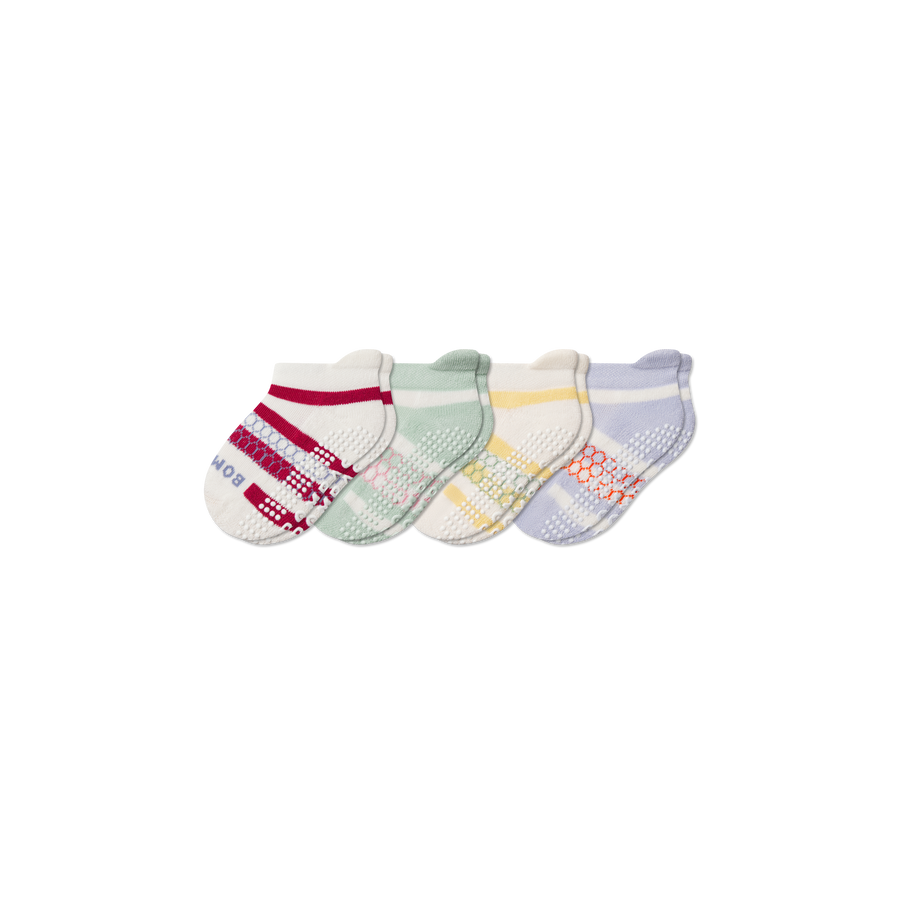 Toddler Stripes Gripper Ankle Sock 4-Pack - Everyday Office Cushion