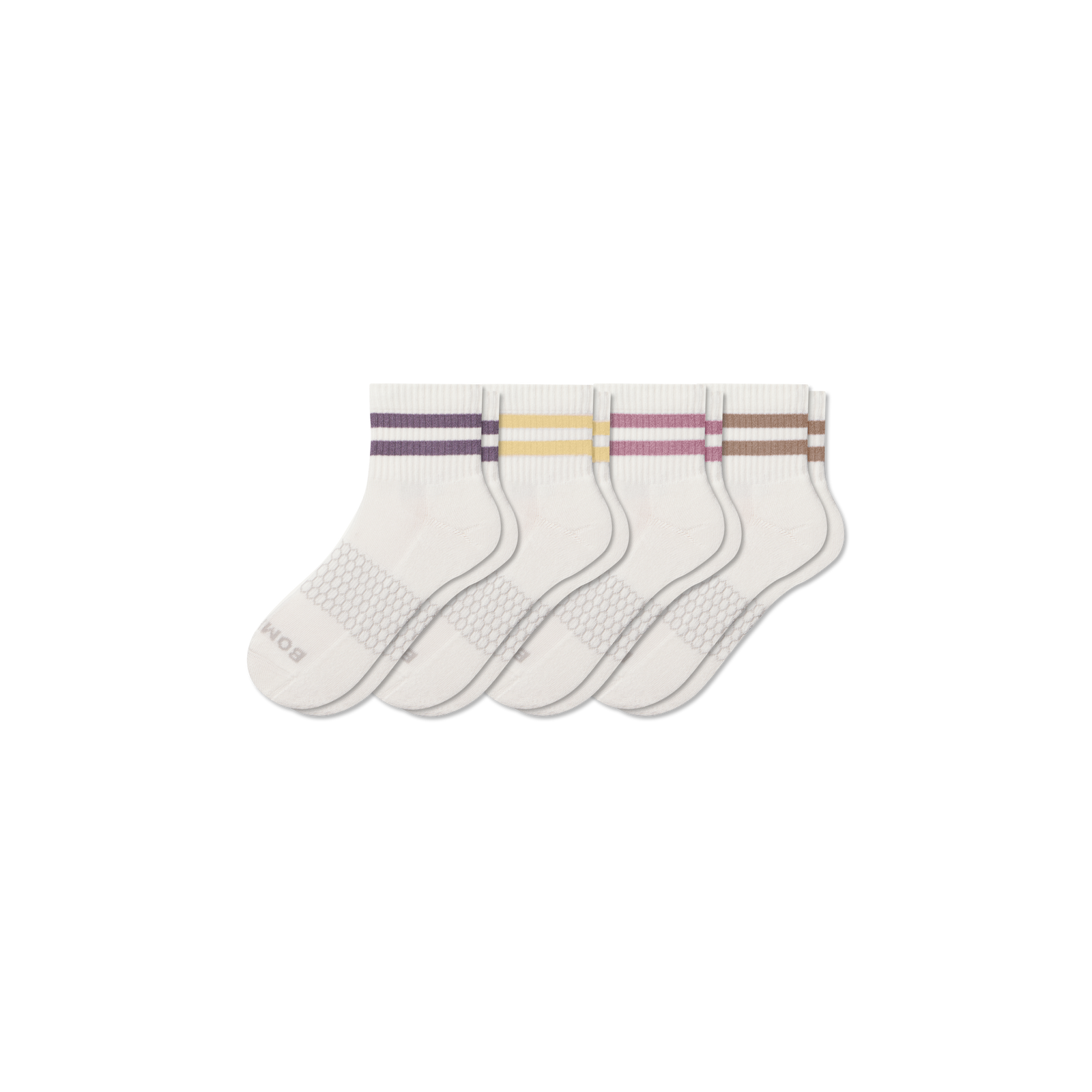 Women's Vintage Stripes Quarter Sock 4-Pack - meringue rose mix L [10566]