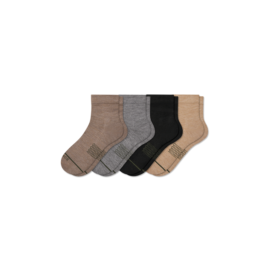 Women's Merino Wool Blend Modern Rib Quarter Sock 4-Pack - Fresh Court Comfort
