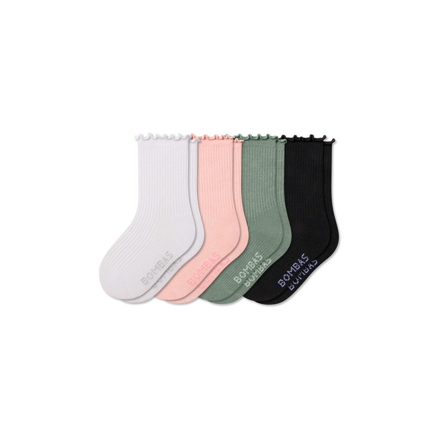 Junior Ruffle Rib Calf Sock 4-Pack - Everyday Court Step