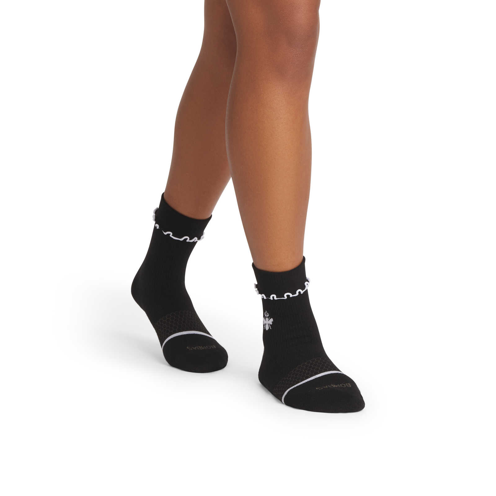 Ruffle Athletic Half Calf Socks - black WO2 [10942]