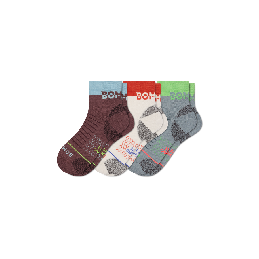 Men's Merino Wool Blend Hiking Quarter Sock 3-Pack - Steady Hike Step