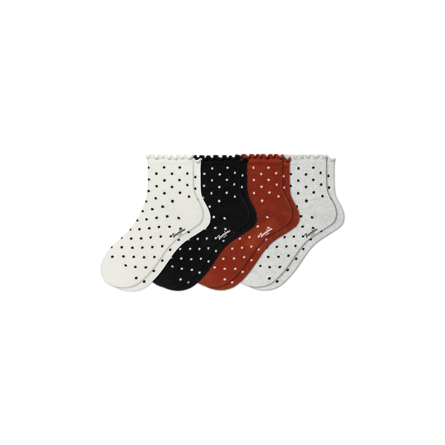Women's Ruffle Rib Quarter Sock 4-Pack - Studio Trail Support