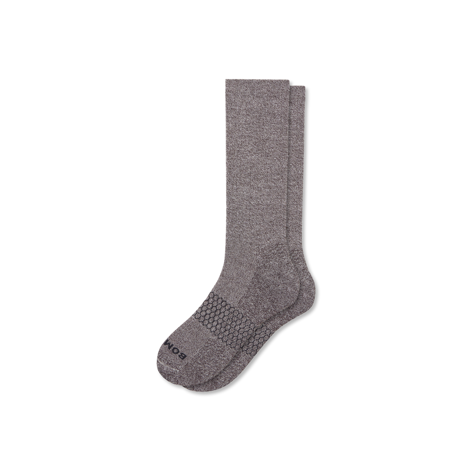 Marl Calf Socks - Soft White / Walnut L [3129]