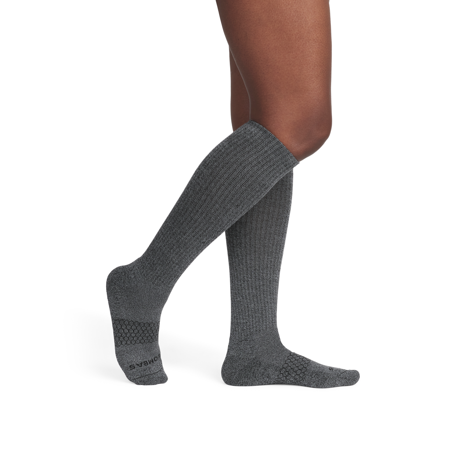 Marl Knee High Socks - Black / Dark Grey WO2 [3933]