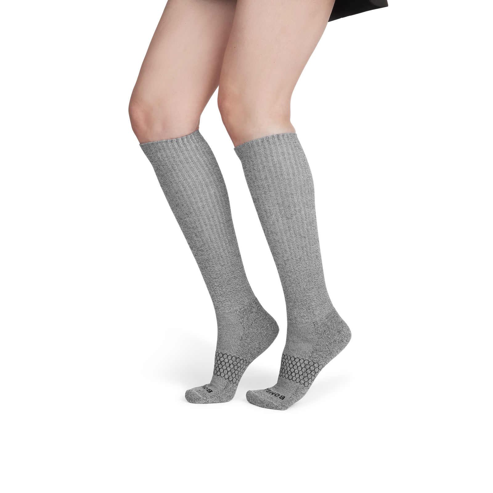 Marl Knee High Socks - Charcoal / White WO2 [3933]