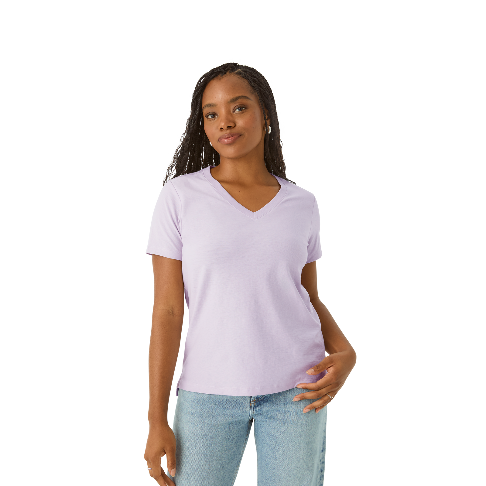 Air Slub V-Neck T-Shirt - Purple Smoke WO4 [5584]