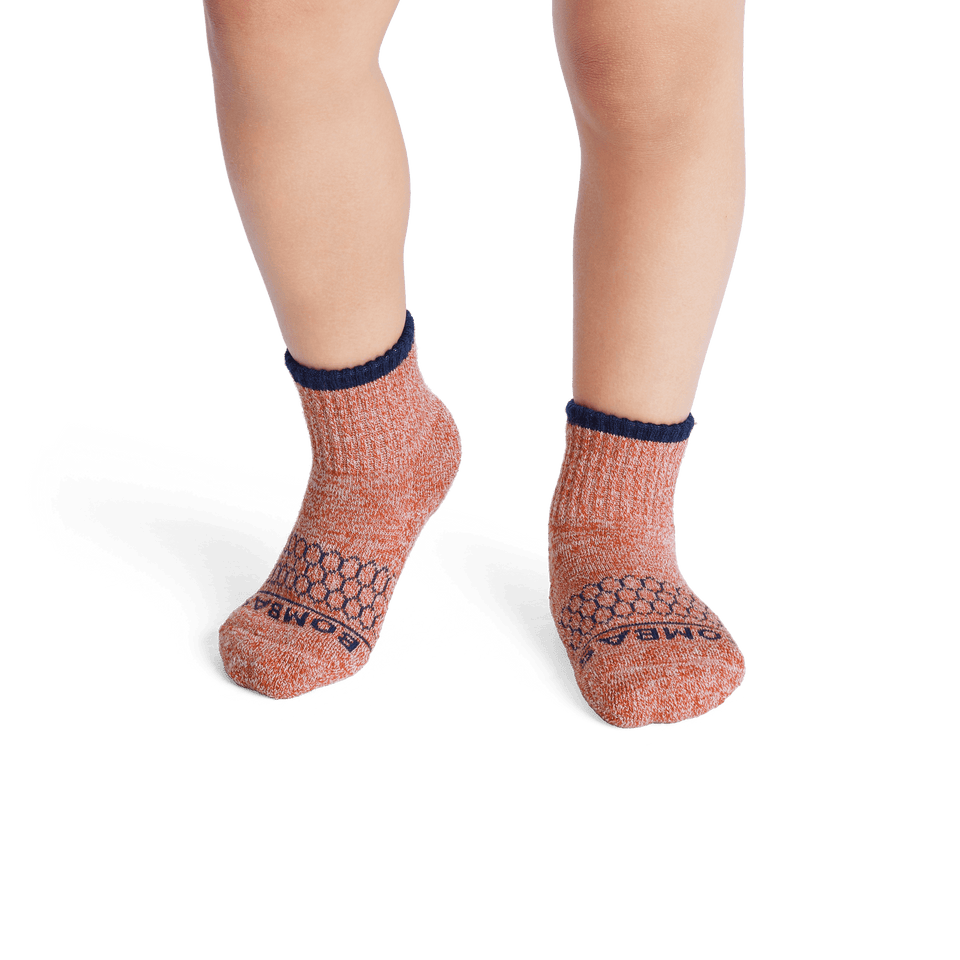 Merino Wool Blend Marl Gripper Calf Sock Burnt Umber Husk TO1