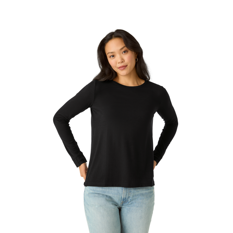 Women's Merino Wool Blend Crew Neck Long Sleeve T-Shirt - Daily Race Control