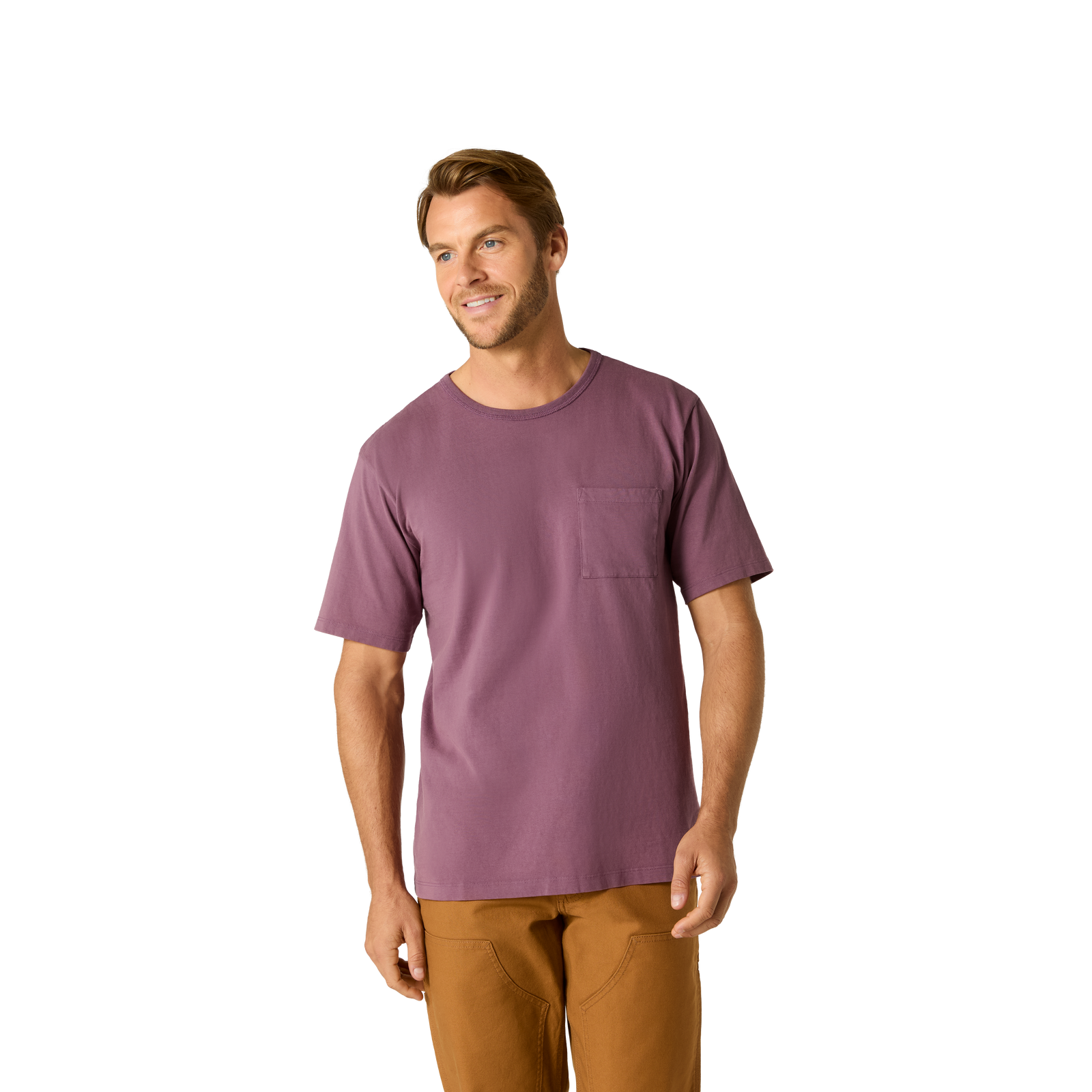 Premium Weight Pocket Crew Neck T-Shirt - Purple Ochre MO1 [7248]