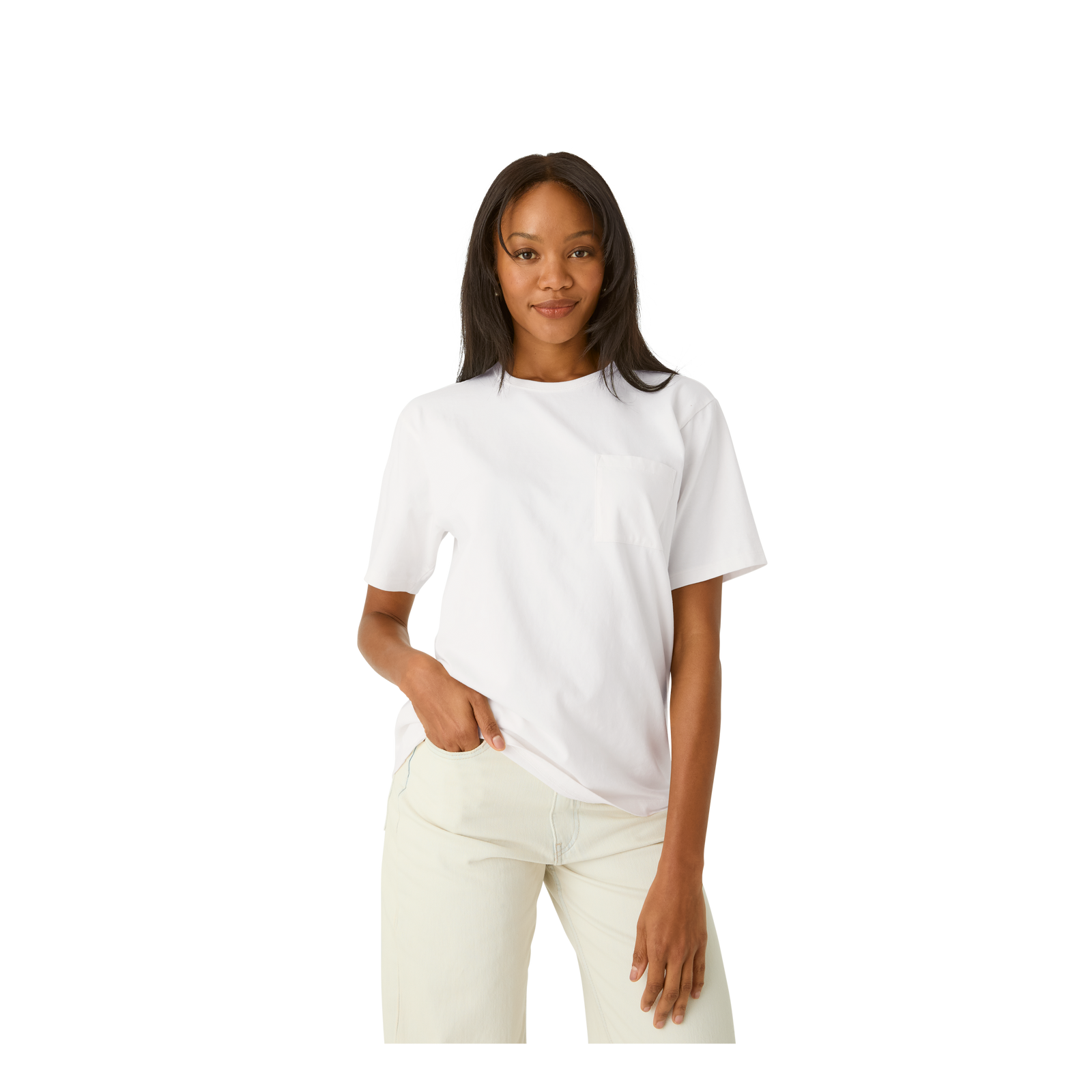 Premium Weight Pocket Crew Neck T-Shirt - Soft White WO1 [7248]