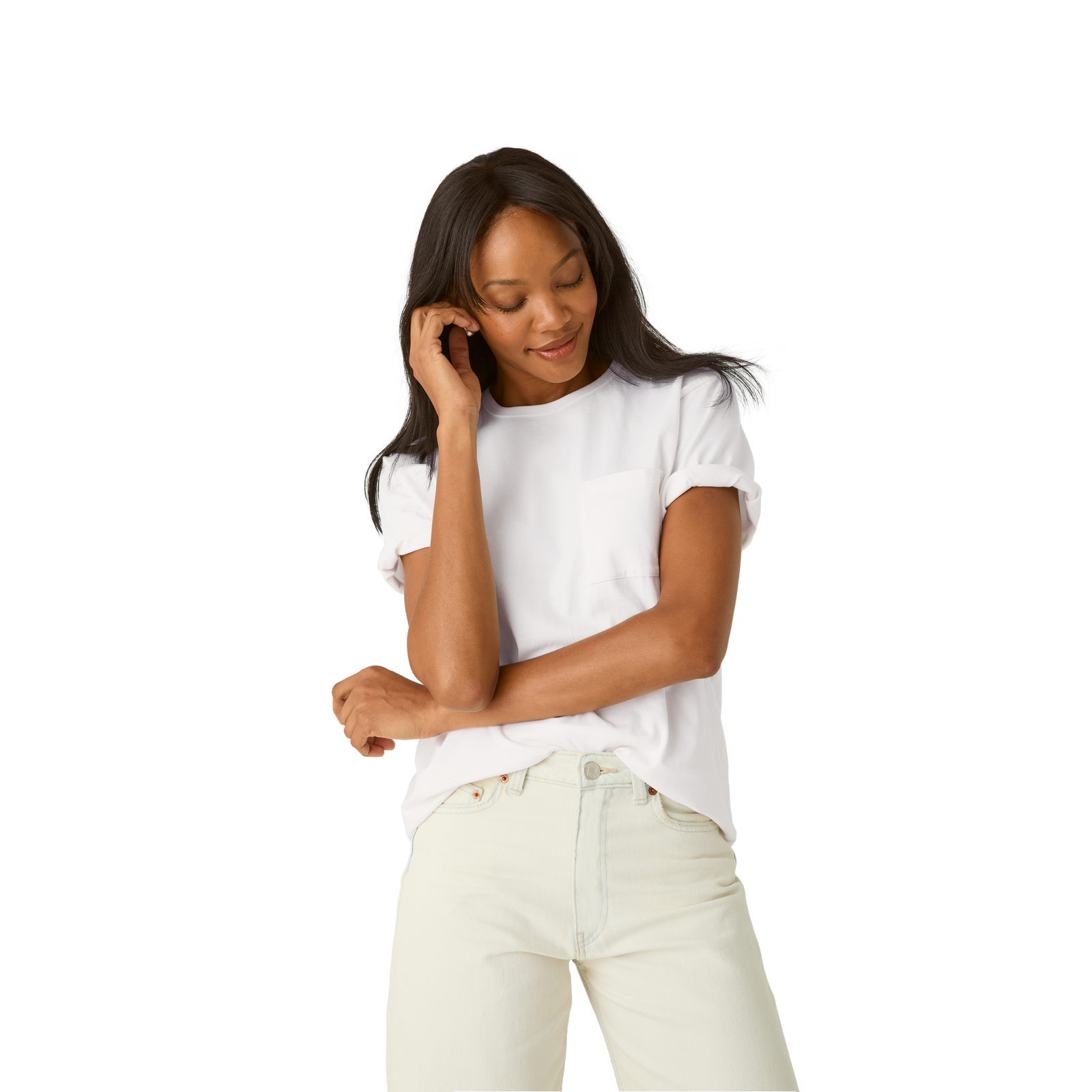 Premium Weight Pocket Crew Neck T-Shirt - Soft White WO4 [7248]