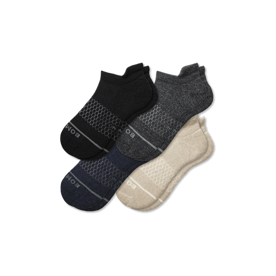 Men's Merino Wool Blend Ankle Sock 4-Pack - Trail No Show Comfort