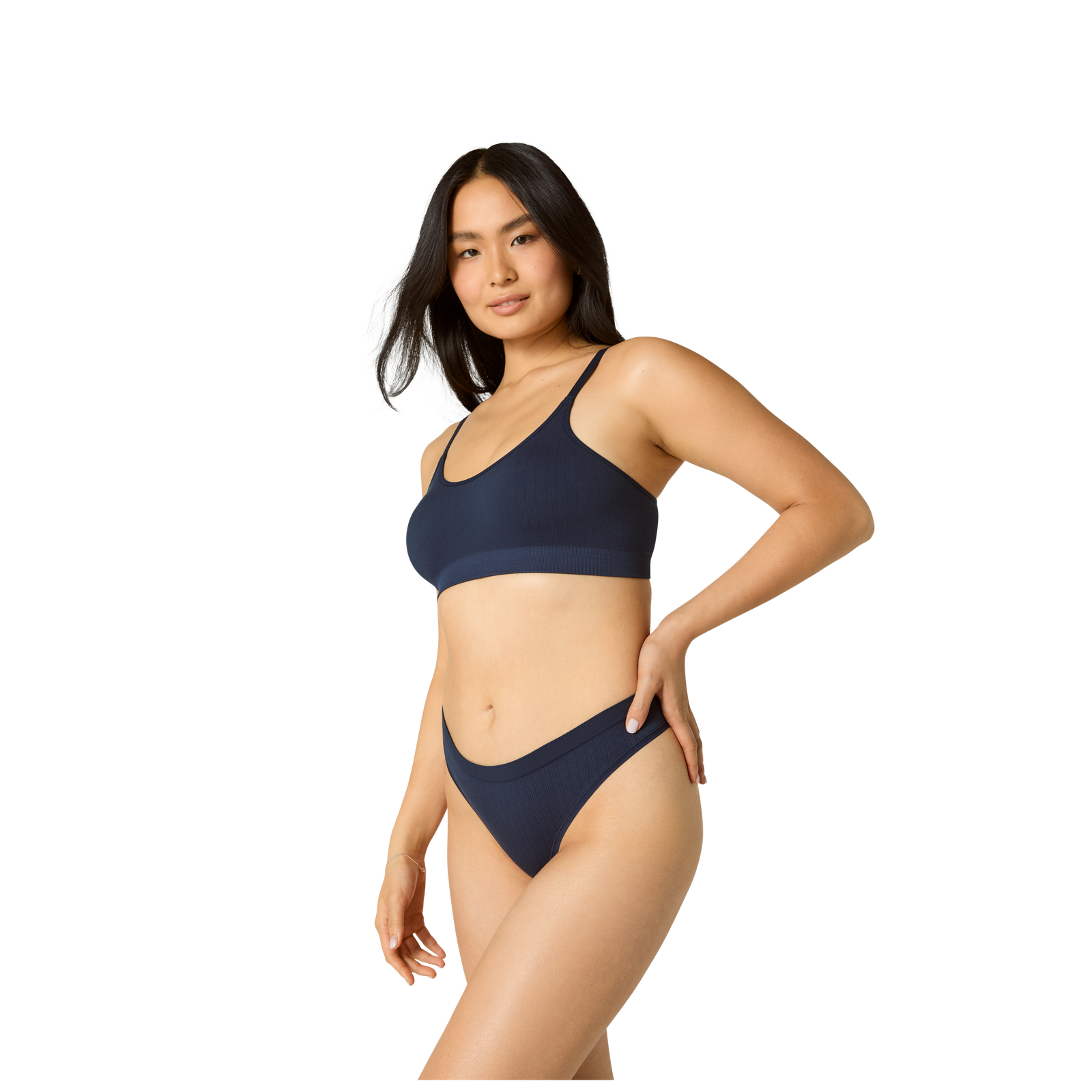 Seamless Triangle Bralette + Thong - Midnight Navy WO4 [8343 + 7714]
