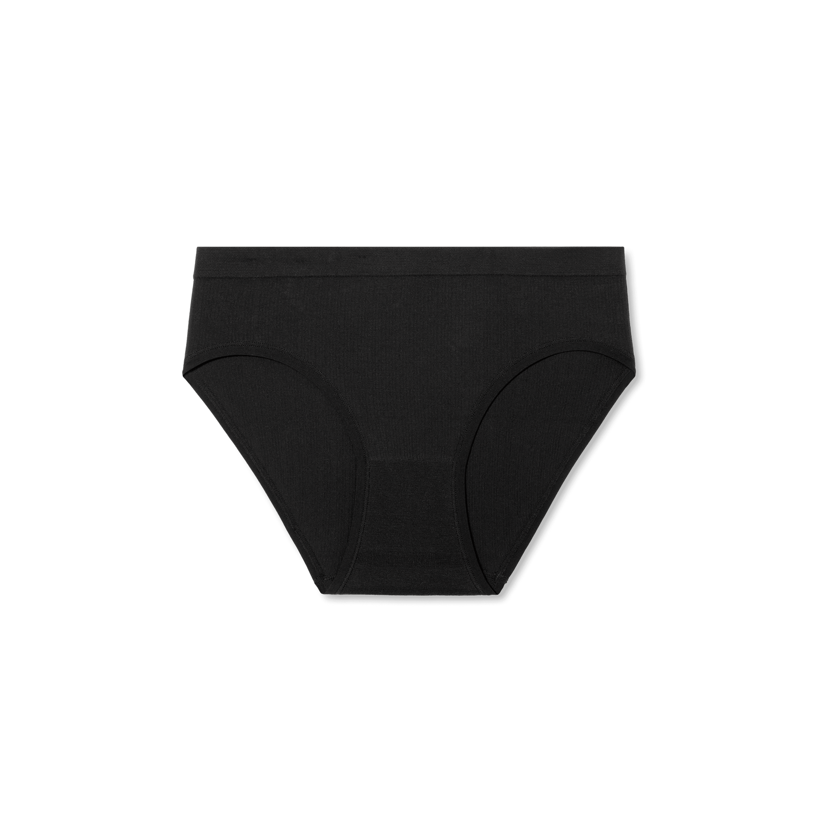 Women's Ribbed Seamless Brief - Black L Front [7716]