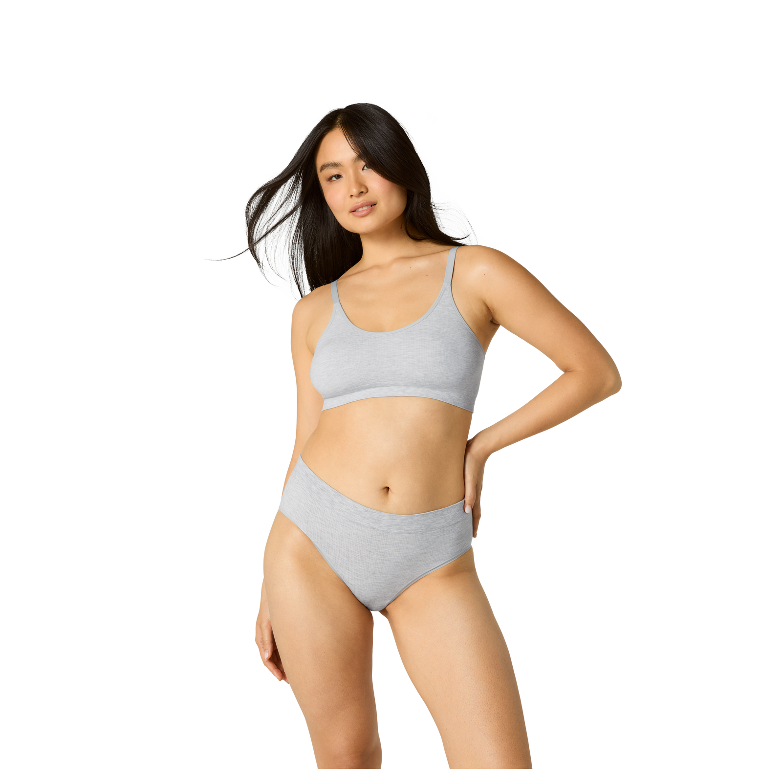 Seamless Scoop Bralette + High Rise Brief - Varsity Grey Heather WO4 [8343 + 7718]