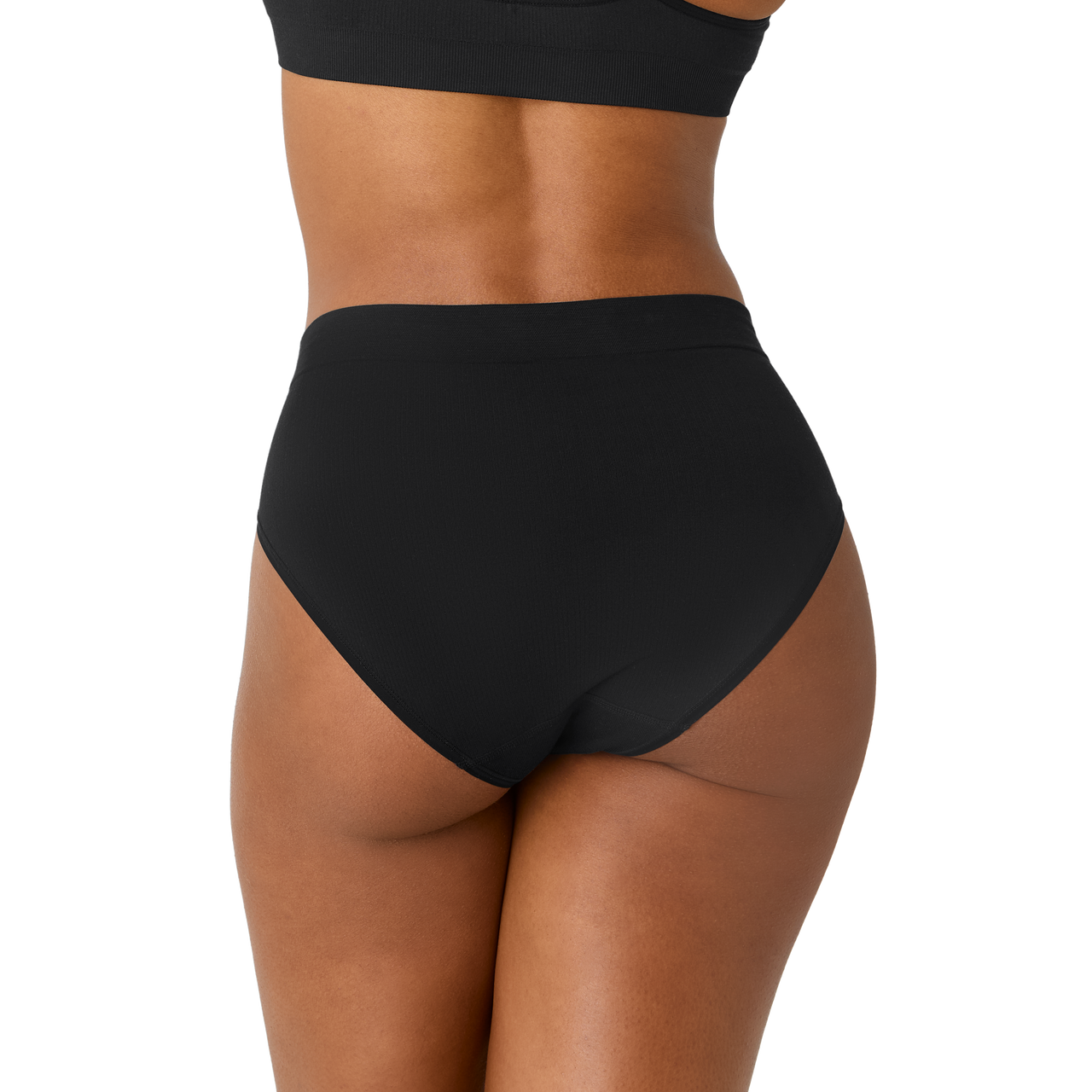 Ribbed Seamless Triangle Bralette + High Rise Brief - Black WO3 [7718]