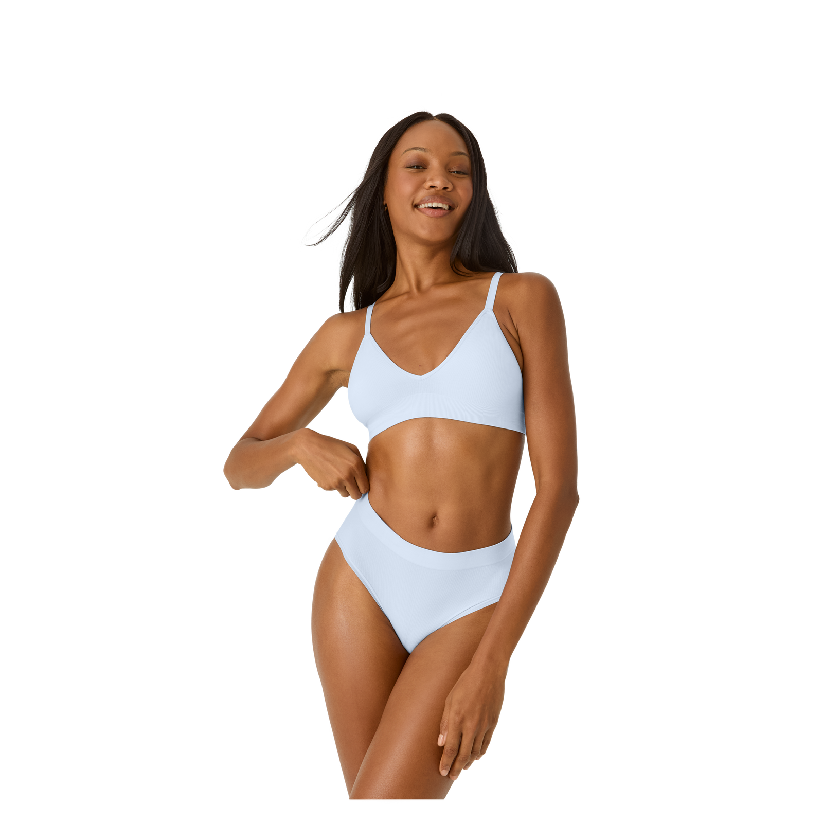 Seamless Triangle Bralette + High Rise Brief - Halo Blue WO4 [7718]