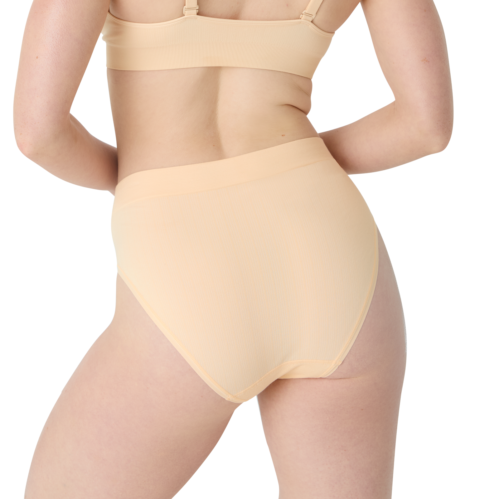 Ribbed Seamless Triangle Bralette + High Rise Brief - Wheat WO3 [7718]