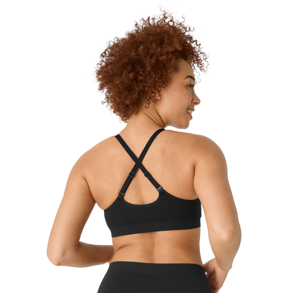 Ribbed Seamless Scoop Bralette - Black WO3 [7729]