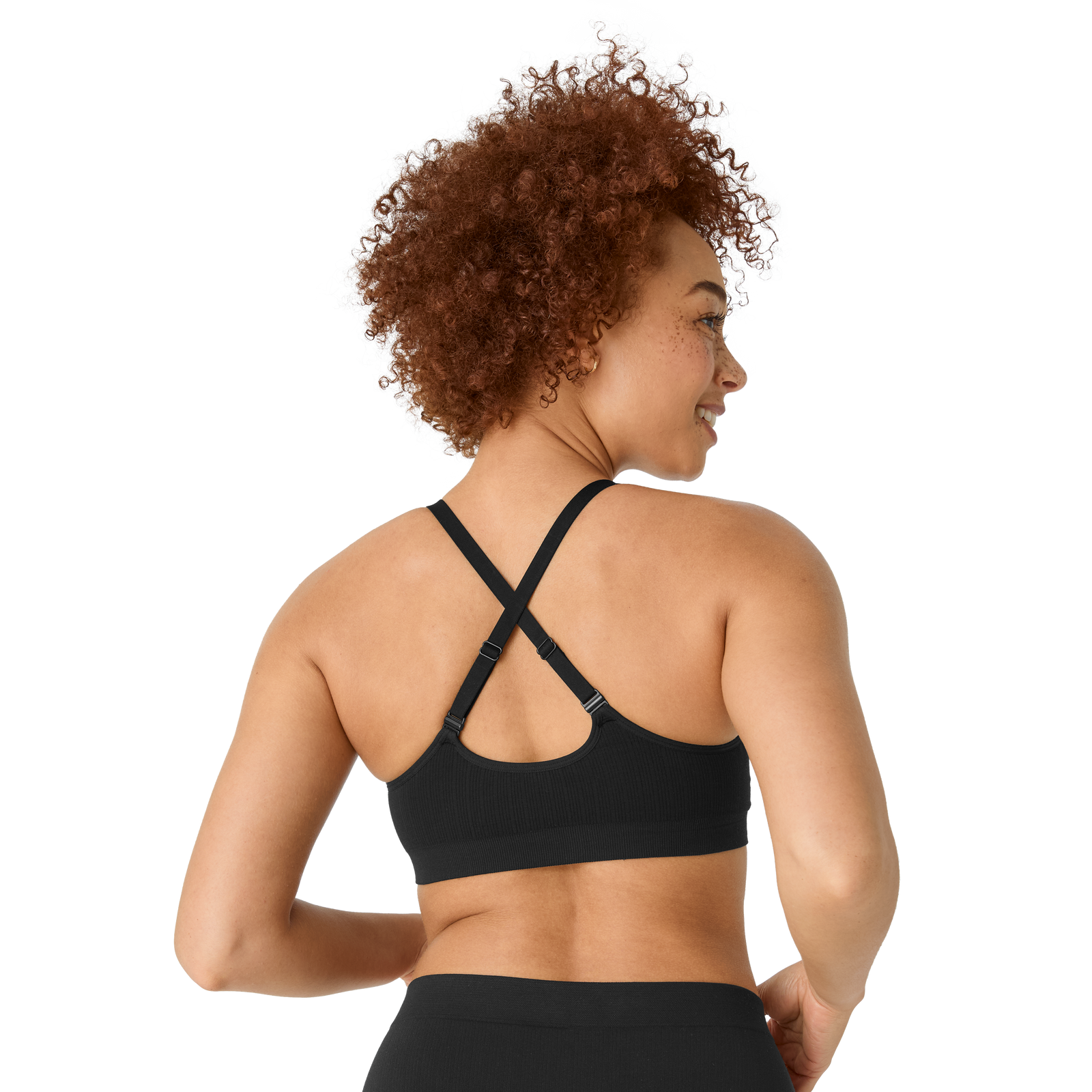 Ribbed Seamless Scoop Bralette - Black WO3 [7729]