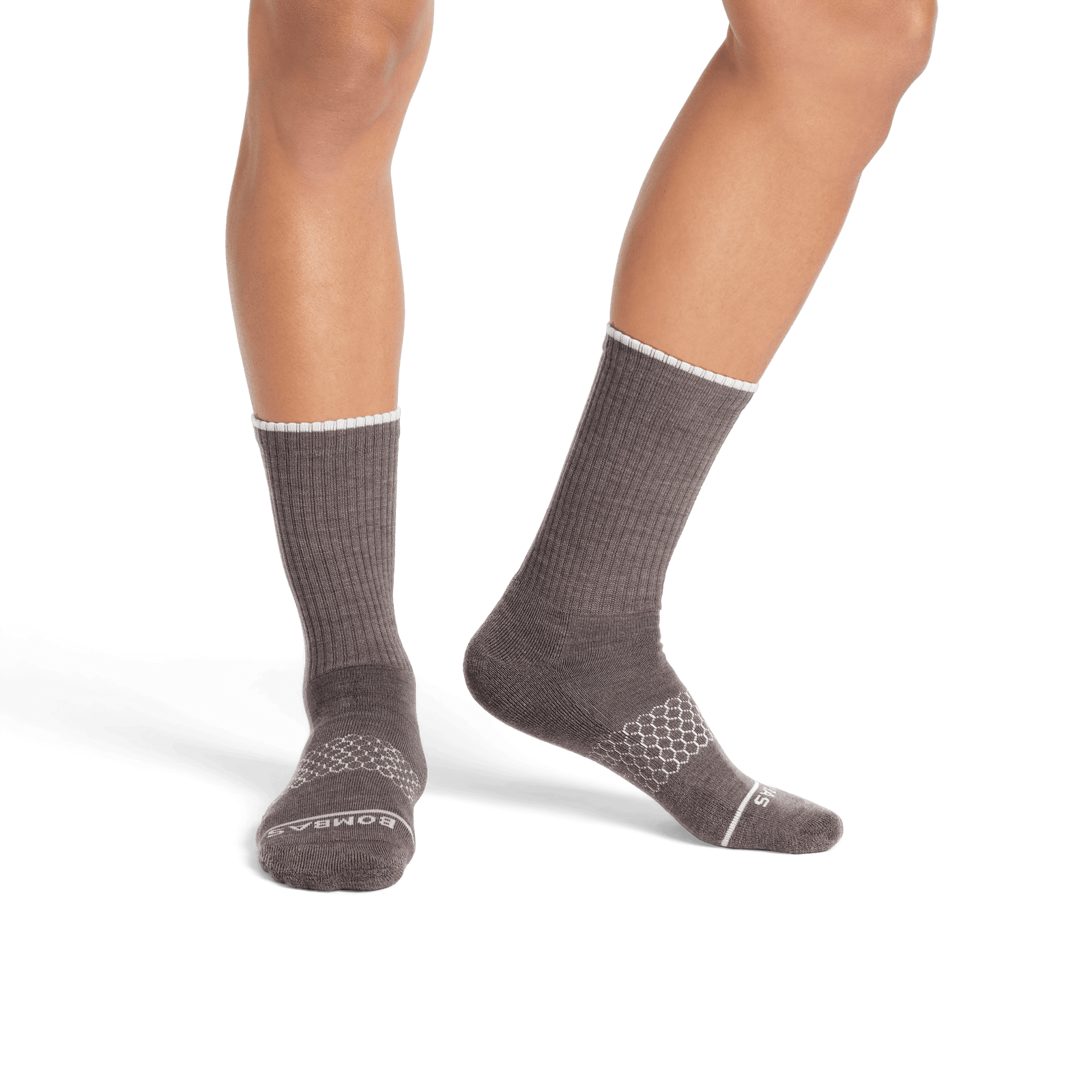 Merino Wool Blend Calf Socks - Deep Taupe Heather MO2 [7799]