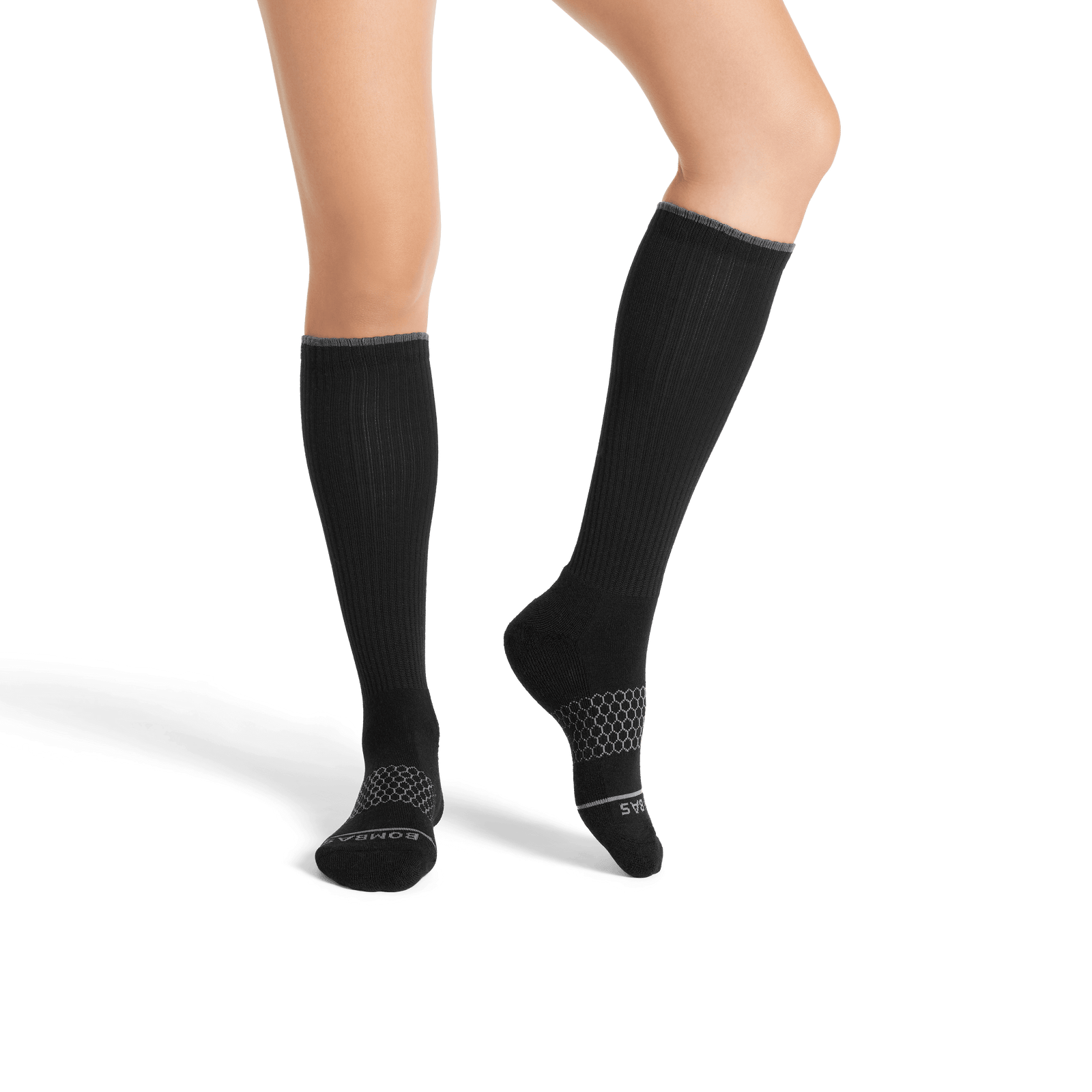 Merino Wool Blend Knee High Socks - Black WO1 [7807]