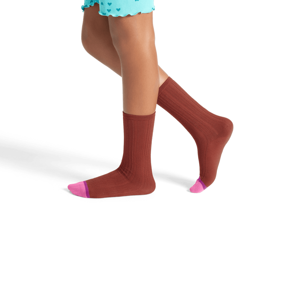 Youth Pointelle Calf Sock - Dark Cider YO1 [8071]