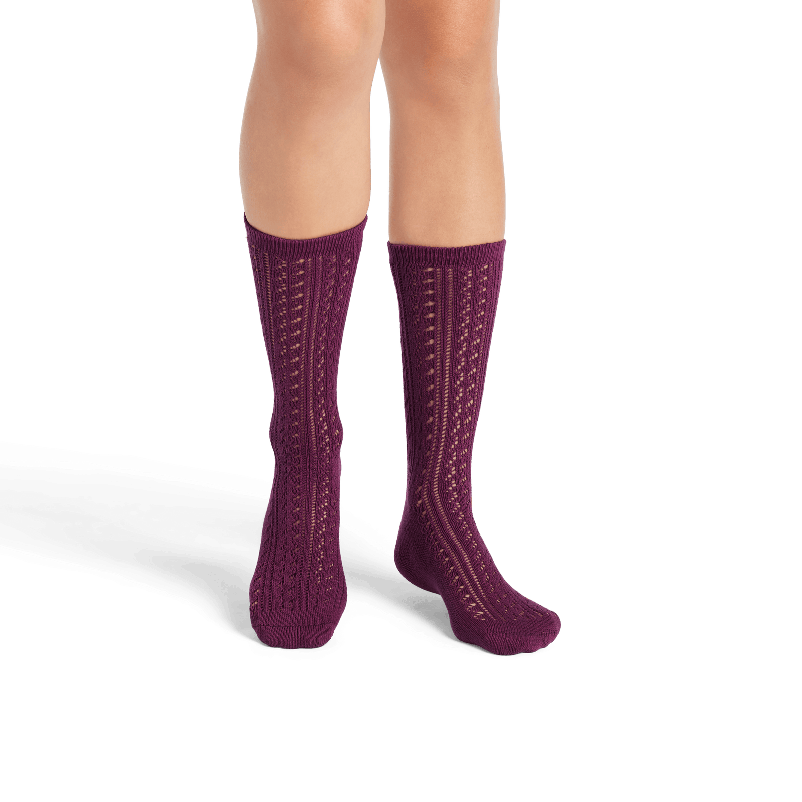 Women’s Pointelle Calf Sock - Plum Night WO1 [8086]