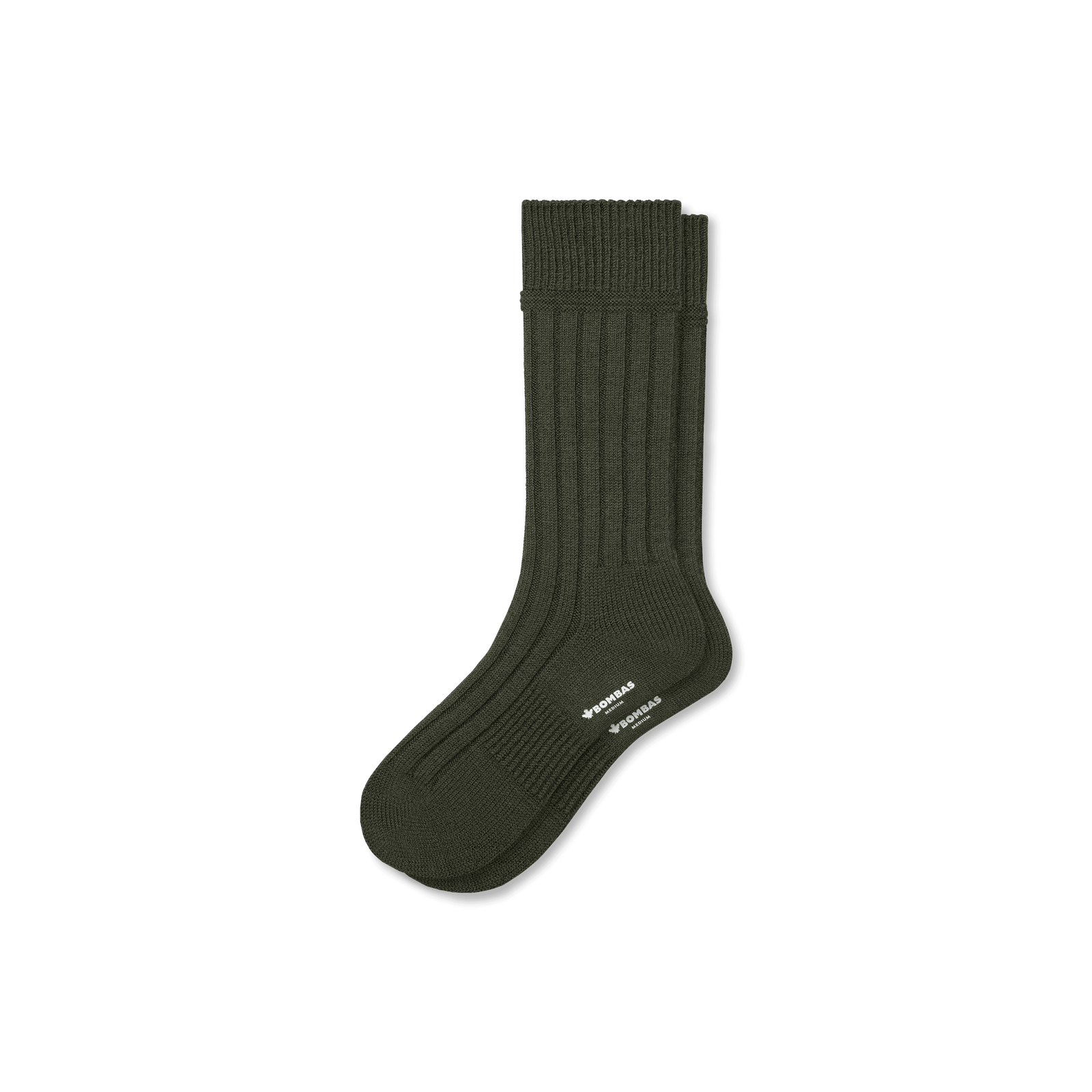 Merino Cashmere Blend Calf Socks - Dark Olive L [8155]