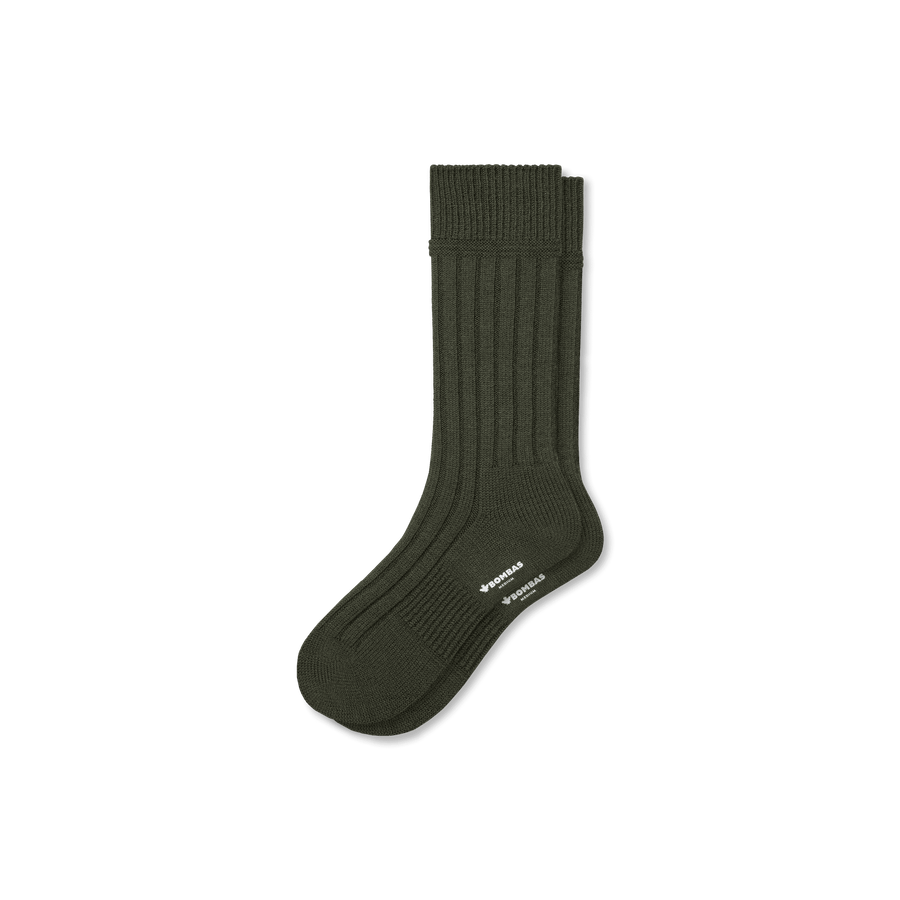 Men's Merino Cashmere Blend Rib Calf Socks - Fresh Run Step