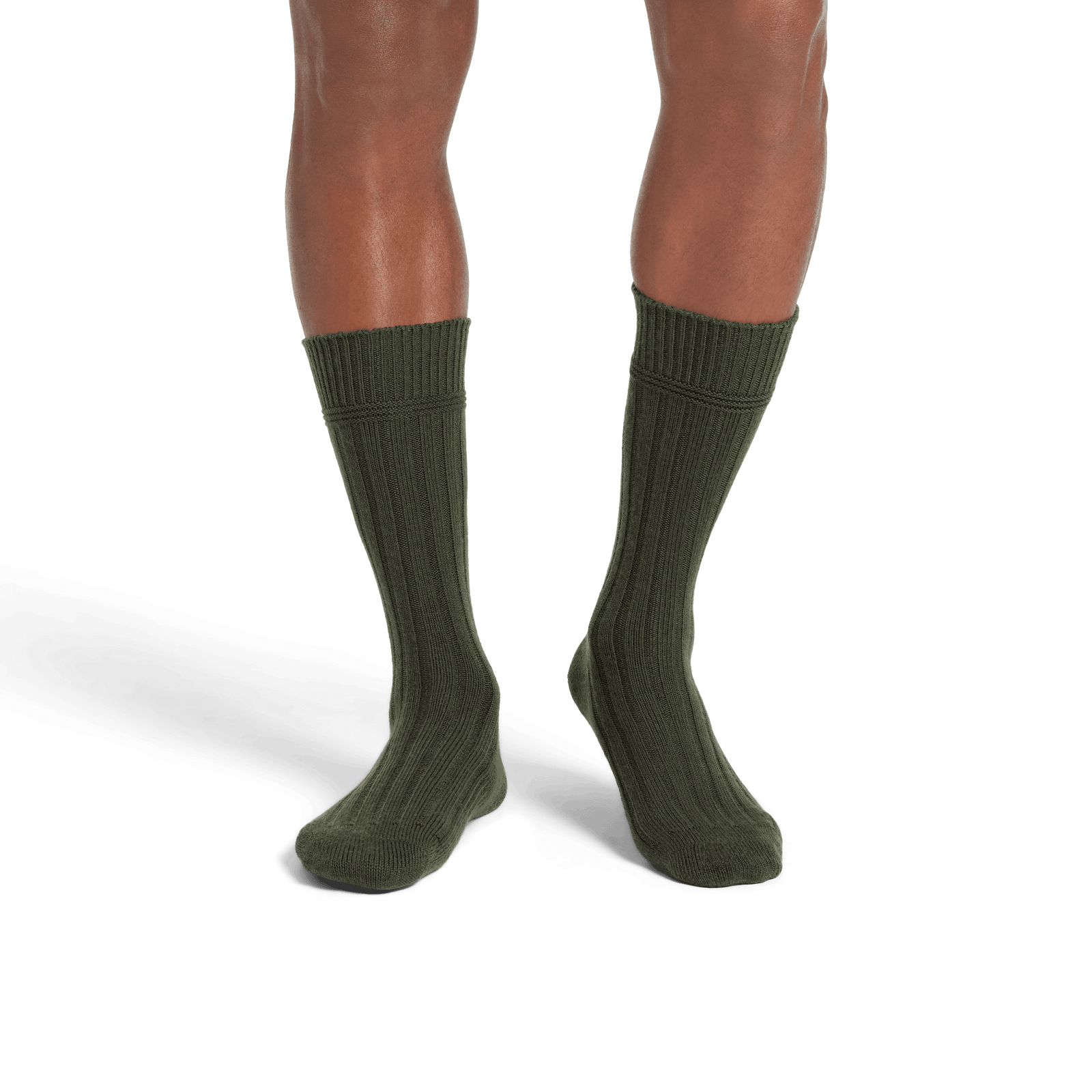 Merino Cashmere Blend Calf Socks - Dark Olive MO1 [8155]