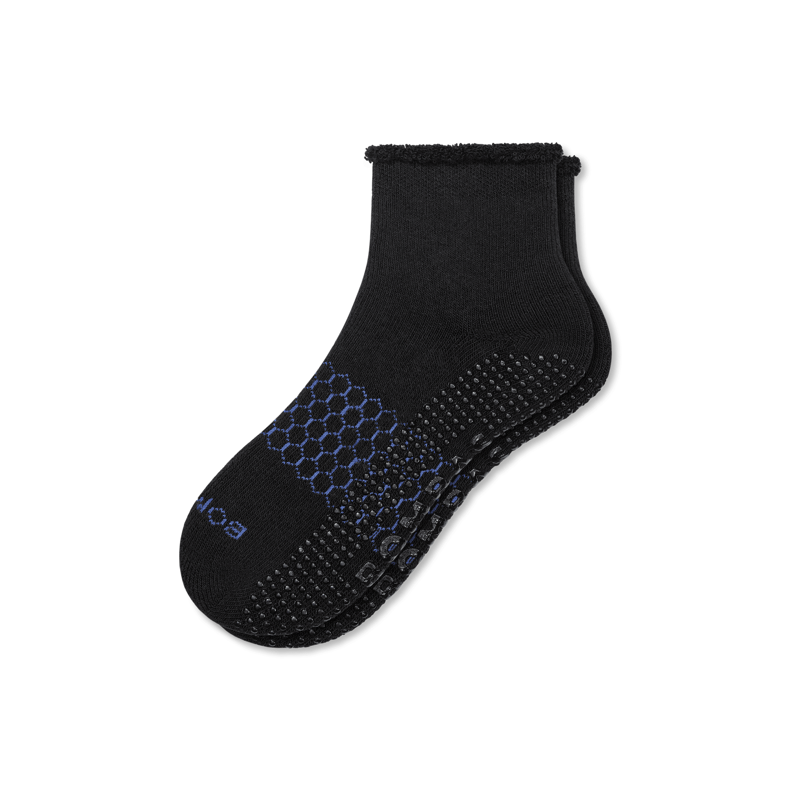 Men's Merino Wool Blend Roll Top Gripper House Socks - Black L [8162]